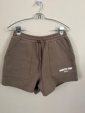 Women's White Fox Drawstring Shorts
